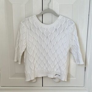 Ganni White Textured Knit Sweater